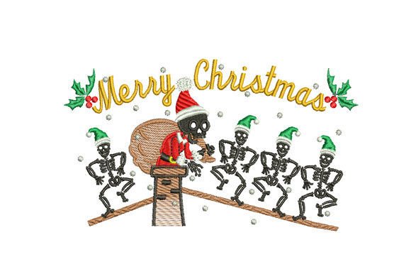 Skeletons Dancing Christmas Santa